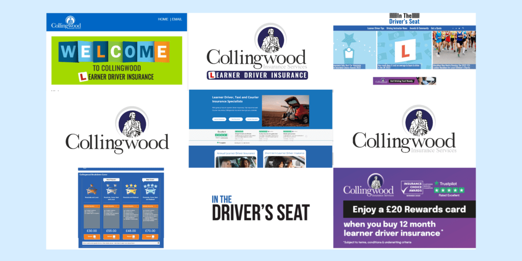 A selection of images showing the current Collingwood branding