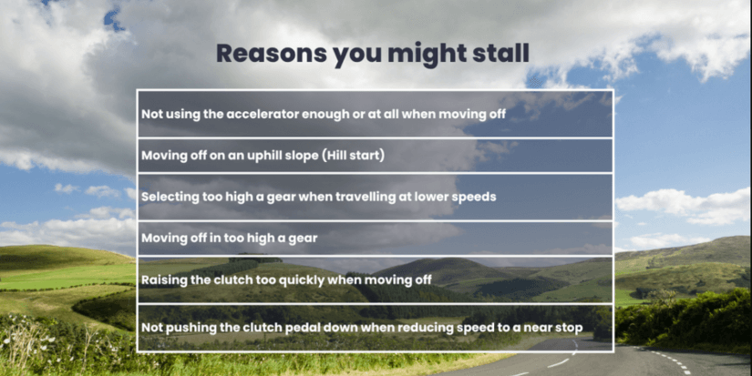Reasons for stalling car