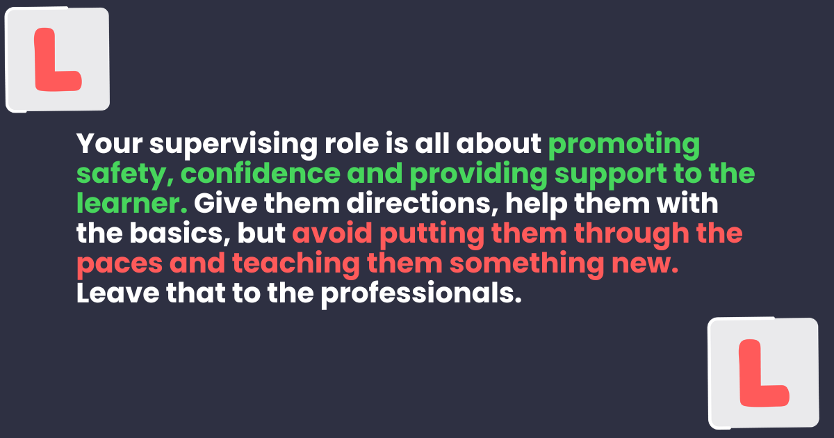 Infographic of quote about supervising a learner driver