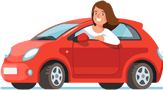 Animated Learner Driver In Red Car