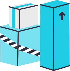 An illustrated image of courier boxes