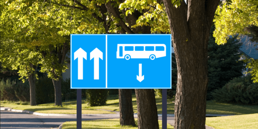Contraflow bus lane sign
