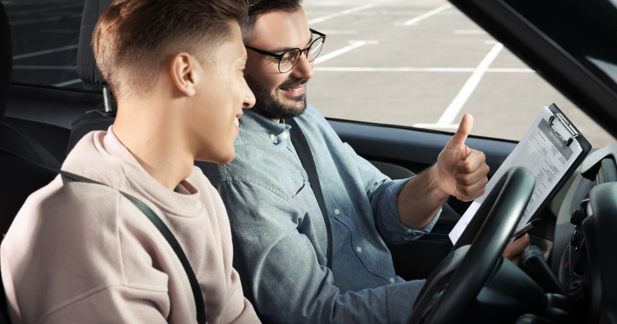 learner driver in car