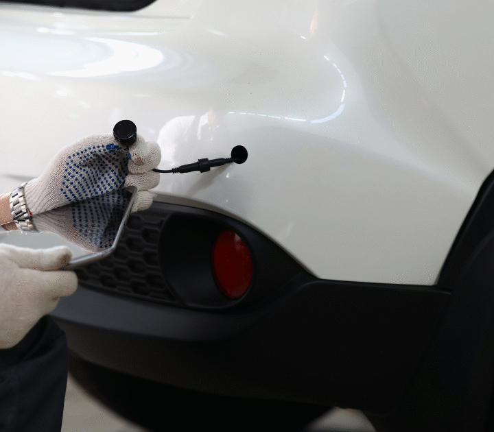 sensor being installed in a car