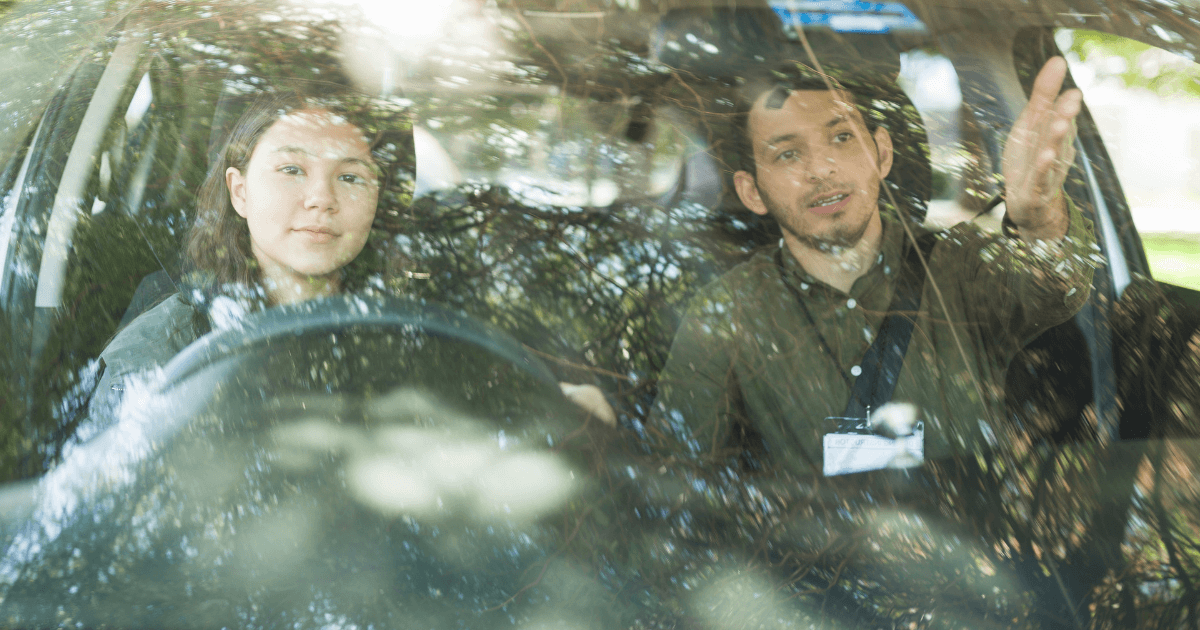 Image of learner driver in vehicle with instructor