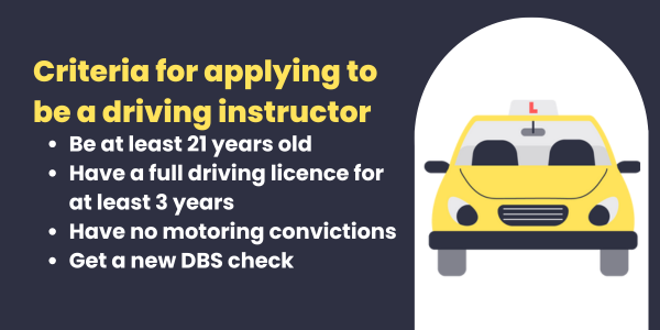 criteria for applying to be a driving instructor