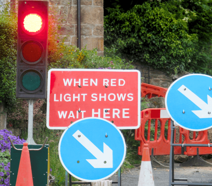 Image of temporary traffic lights